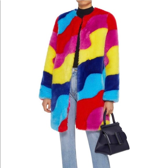 Mira Mikati | Jackets & Coats | Nwt Mira Mikati Faux Fur Coat Rainbow ...